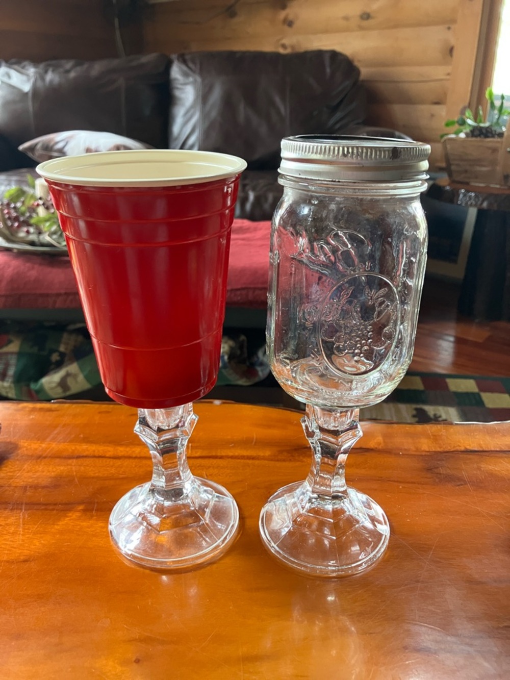 2 glass stemmed Red Neck Wine Glasses